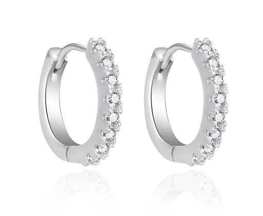 Agato Slušivé kruhové náušnice se zirkony AGT-E201KW