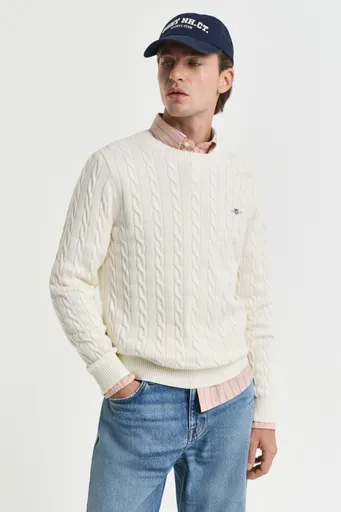 SVETR GANT COTTON CABLE C-NECK CREAM