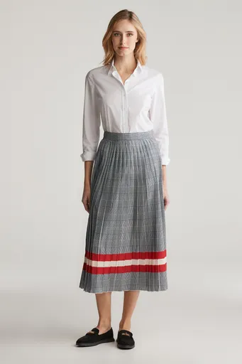 SUKNĚ GANT CHECK PRINT PLEATED SKIRT EVENING BLUE