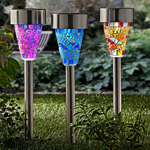 3 solární lampy Mozaika
