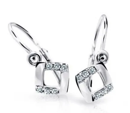 Cutie Diamonds Čtvercové dětské náušnice z bílého zlata s diamanty C2268-10-10-X-2-D