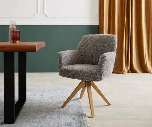 Otočná židle Xana-Flex s područkami dřevěná podnož hranatá