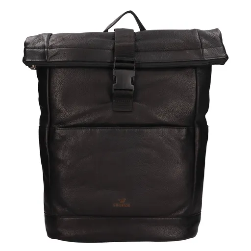 Rolovací kožený batoh Mustang Falko - černá