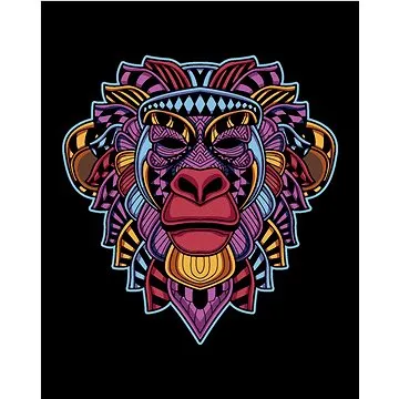 Abstraktní opice na černém pozadí, 80×100 cm, vypnuté plátno na rám (6044053)