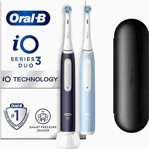 Oral-B iO Series 3 Duo Black & Blue elektrický zubní kartáček, 3 režimy, časovač, tlakový senzor, pouzdro