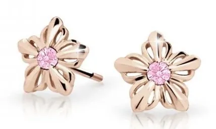 Cutie Jewellery Dětské kytičkové náušnice z růžového zlata C2238-30-X-4 růžová