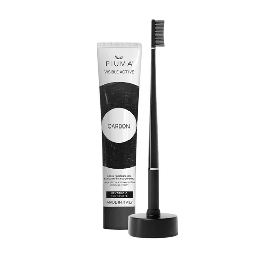 Piuma Dárkový set na péči o zuby s aktivním uhlím 4 ks Perfect Black