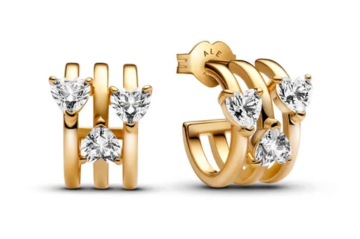 Pandora Pozlacené náušnice Tři srdce Shine 263656C01