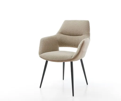 Jídelní židle Yago-Flex s područkami mix materiálů béžová