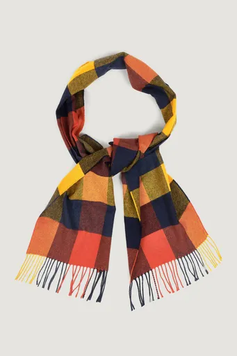 ŠÁLA GANT WOOL MULTI CHECKED SCARF DEEP ORANGE