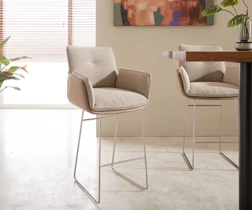 Barová židle Nela-Flex tenká podnož nerezová ocel mix materiálů