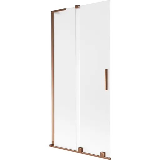 MEXEN/S Velar L dvoukřídlá posuvná vanová zástěna 90 x 150, dekor, růžové zlato 896-090-003-31-60