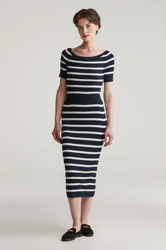 SUKNĚ GANT STRIPED THIN KNIT SKIRT EVENING BLUE