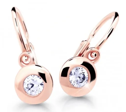 Cutie Jewellery Dětské náušnice z růžového zlata C2589-10-X-4 bílá