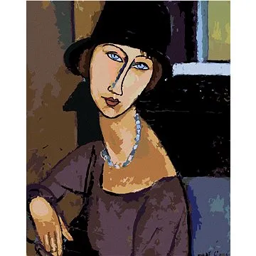Diamondi - Diamantové malování - JEANNE HÉBUTERNE S KLOBOUKEM A NÁHRDELNÍKEM (AMEDEO MODIGLIANI), 40 (606427A)