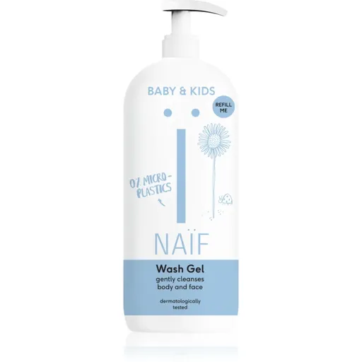 Naif Baby & Kids Wash Gel čisticí a mycí gel pro děti a miminka na tělo a obličej Refill Me 500 ml