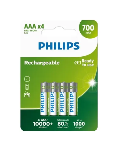Philips dobíjecí baterie AAA 700mAh, NiMH - 4ks