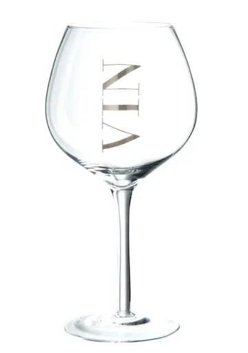 Sklenice na víno se stříbrným nápisem Vin - Ø 10*22 cm J-Line by Jolipa