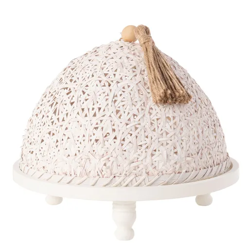 Bílý dřevěný podnos s poklopem Hood - Ø30 * 25 cm J-Line by Jolipa