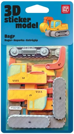 3D Sticker Model Stavební stroje Bagr - MAKE