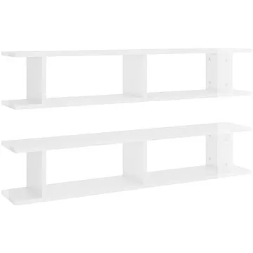 Shumee Nástěnné 2 ks bílé vysoký lesk 105×18×20 cm dřevotříska, 807211 (807211)