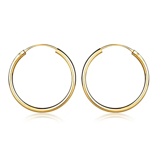 Náušnice ze 14K žlutého zlata - jednoduché hladké kruhy, 20 mm