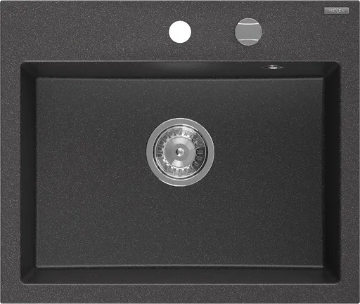 MEXEN Oscar granitový dřez 580 x 490 mm, černá kropenatá, sifon chrom 6519581000-76