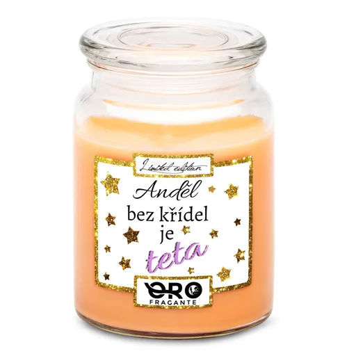 Svíčka Anděl bez křídel je teta (Vůně svíčky: Tropické ovoce)