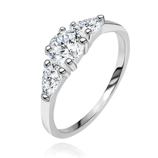 Prsten ze stříbra 925 - kulatý zirkon se dvěma třpytivými lístky - Velikost: 52