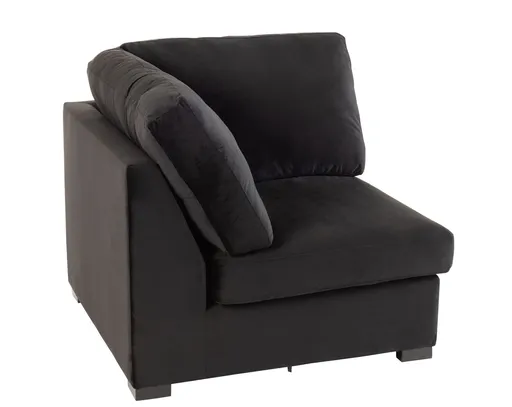 Černý 1-místný sametový rohový díl pohovky Nalmi black - 108*108*89cm J-Line by Jolipa
