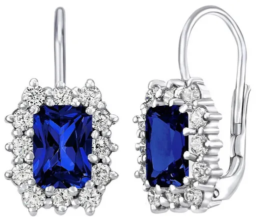 Silvego Stříbrné náušnice s tmavě modrým syntetickým safírem SILVEGOB31757DB