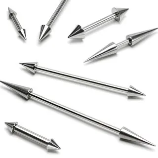 Piercing do ucha čínka - Barbell s hroty basic, různé velikosti - Rozměr: 1,2 mm x 10 mm x 3x3 mm