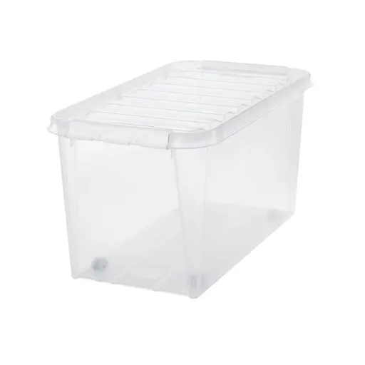 SmartStore Úložný box s bílými klipy a kolečky Classic, 70 l, 70 l