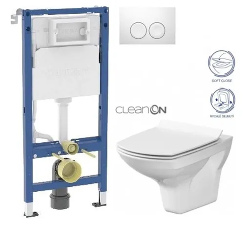 Geberit Duofix tlačítko DELTA21 bílé WC CERSANIT CARINA CLEANON + SEDÁTKO 458.103.00.1 21BI CA3