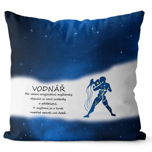 Polštář Vodnář (21.1. - 20.2.) - modrý (Velikost: 55 x 55 cm)