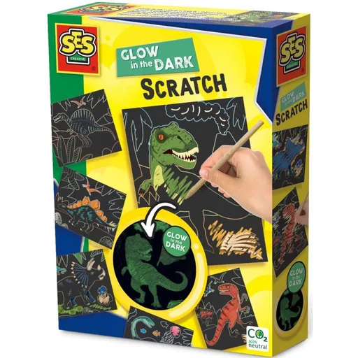 SES Vyškrabávací obrázky dinosauři svítící ve tmě
