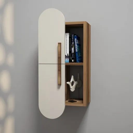 Nástěnná police Rose - Walnut, Cream