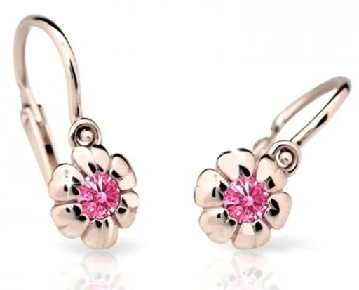 Cutie Jewellery Dětské náušnice z růžového zlata C2151-10-X-4 fuchsiová