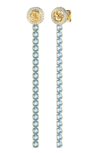 Guess Výrazné pozlacené náušnice s modrými krystaly Paradise JUBE05144JWYGLST/U