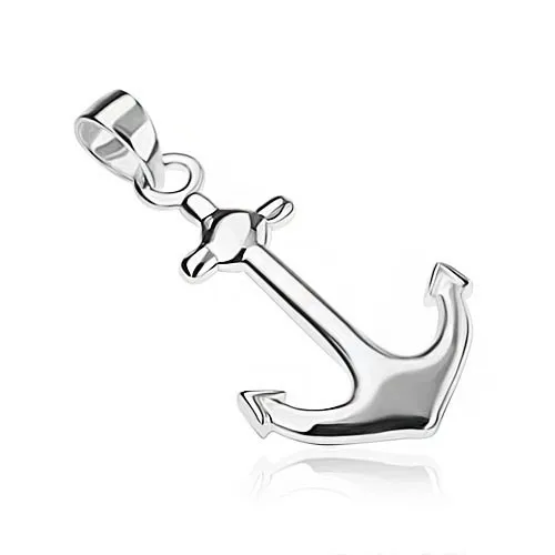 Stříbrný přívěsek 925, lesklá námořnická kotva, očko na řetízek