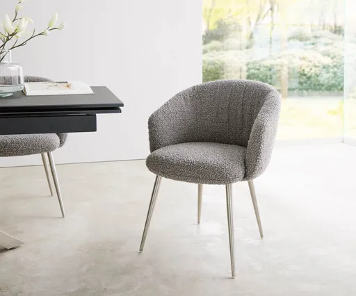 Jídelní židle Caja-Flex podnož zaoblená z nerezové oceli bouclé