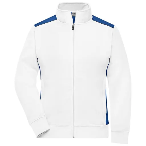 James & Nicholson (Daiber) Dámská mikina bez kapuce JN869 - Bílá / královská modrá | 4XL