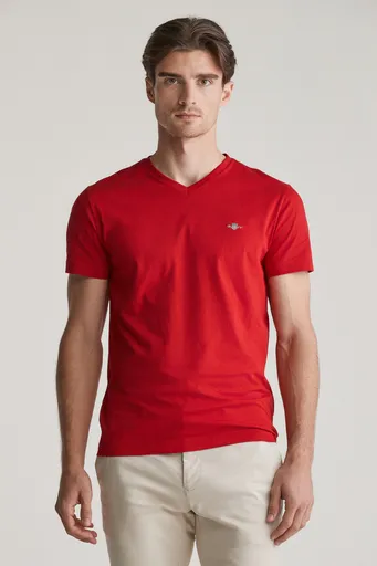 TRIČKO GANT SLIM SHIELD V-NECK T-SHIRT RUBY RED