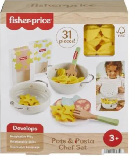Fisher Price dřevěná hrnce a pánve - Fisher Price (JFG14)