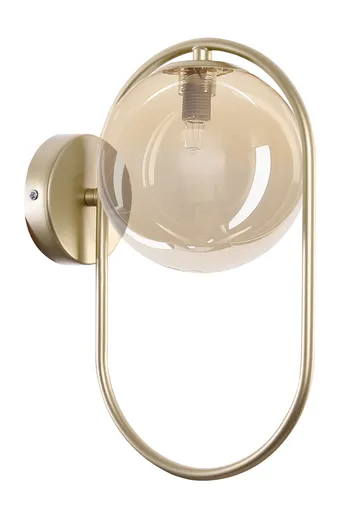 Nástěnné svítidlo CORDEL ve vintage stylu - zlatý mosazný kroužek s jantarovým kulovým stínidlem - elegantní LED nástěnná lampa G9