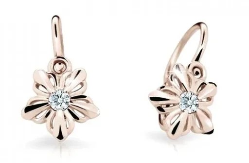 Cutie Diamonds Dětské náušnice z růžového zlata Kytičky s diamanty C2238-10-10-X-4-D