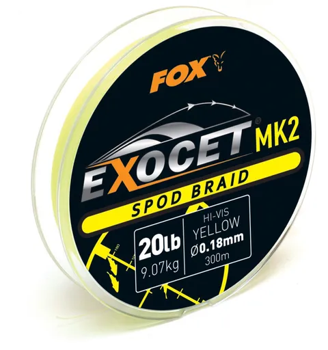 Fox Šňůra Exocet MK2 Spod Braid Yellow 0,18mm 20lb 300m,Fox Šňůra Exocet MK2 Spod Braid Yellow 0,18mm 20lb 300m
