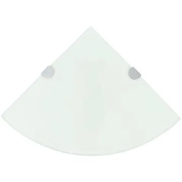 Rohová police s chromovými podpěrami sklo bílá 35x35 cm