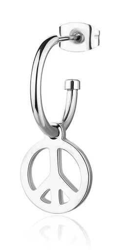 S'Agapõ Ocelová single náušnice se symbolem míru Smile SSM022
