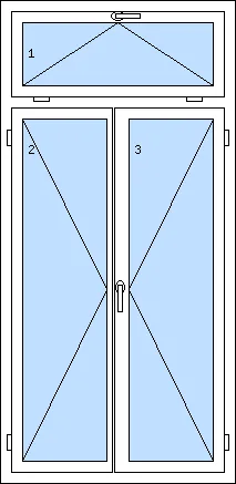 Dvoukřídlé plastové okno se štulpem a nadsvětlíkem PREMIUM - SKLADOVÁ-OKNA.cz - 1060 x 2180